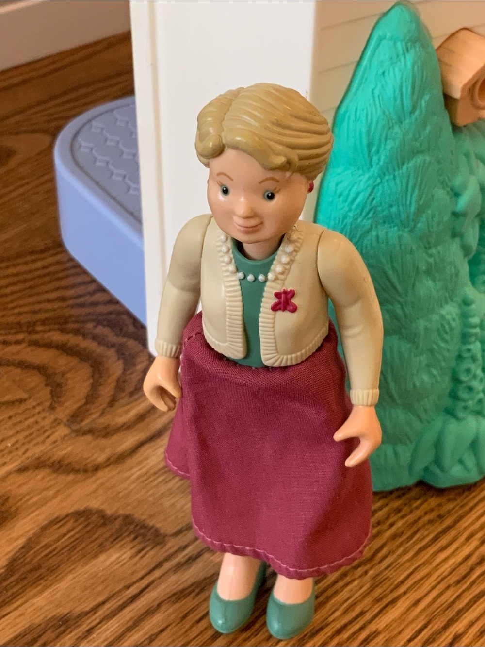 Fisher-Price Loving Family Grandma Nana Doll with Jacket, Skirt, Teal Top Shoes